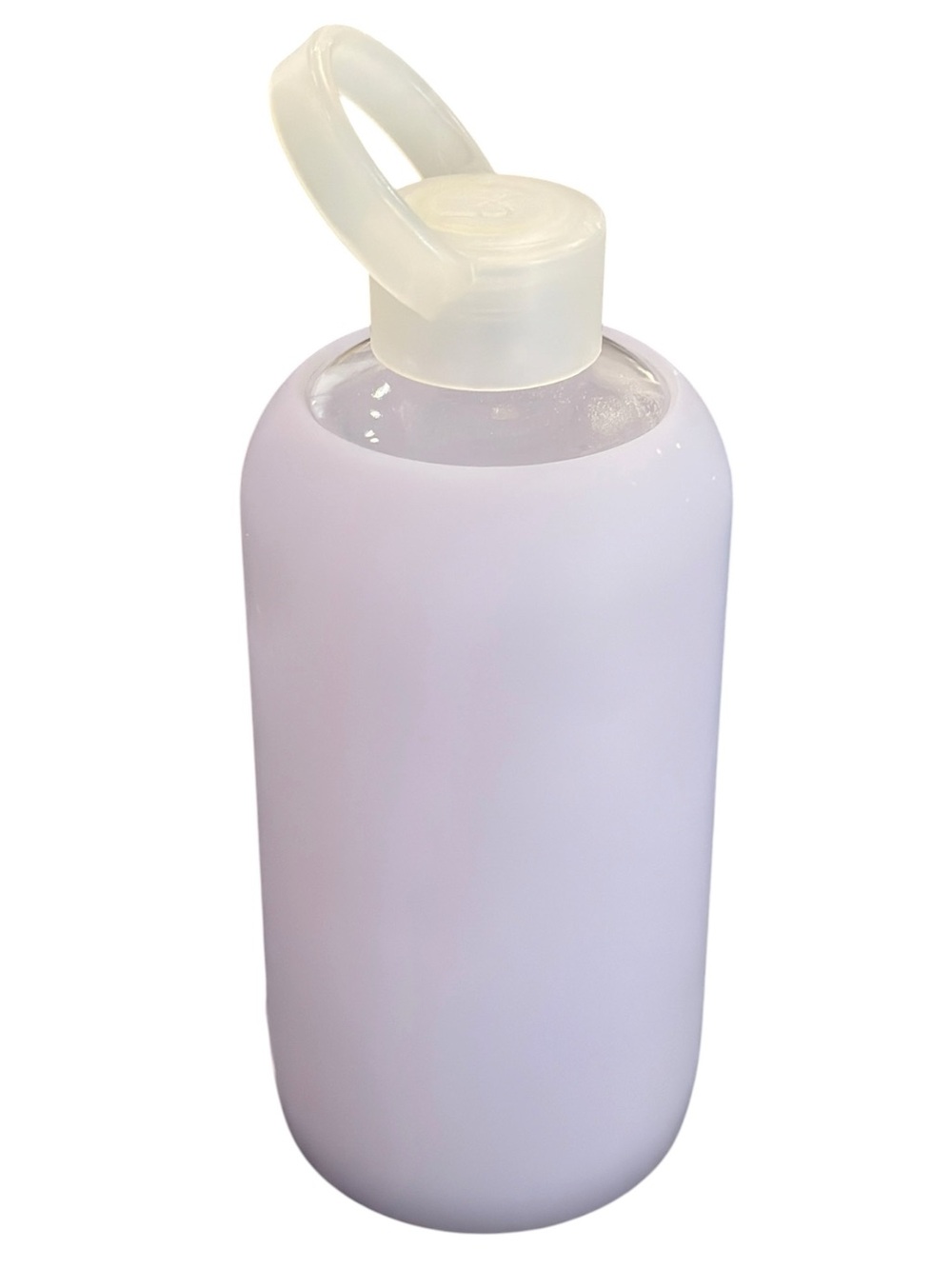 bkr Soft Purple 32 Oz. Glass Water Bottle Silicone Sleeve & Loop Cap.